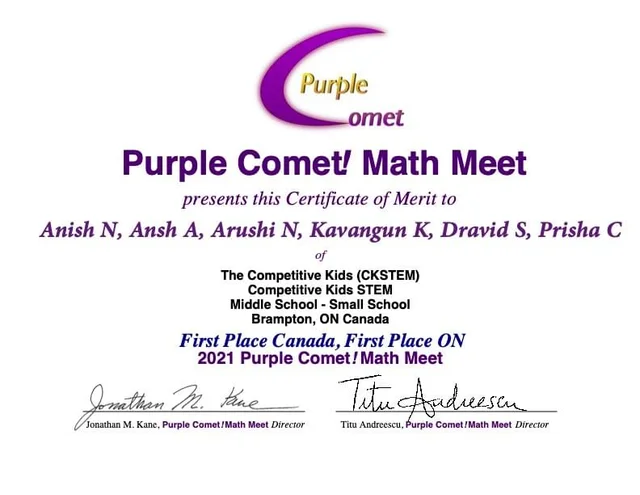 Mathematica Contest Performance by the CKSTEM Students