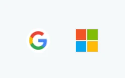Close-up of the two icons on the CKSTEM login page: the multicoloured Google G on the left, the four-square Microsoft logo on the right.